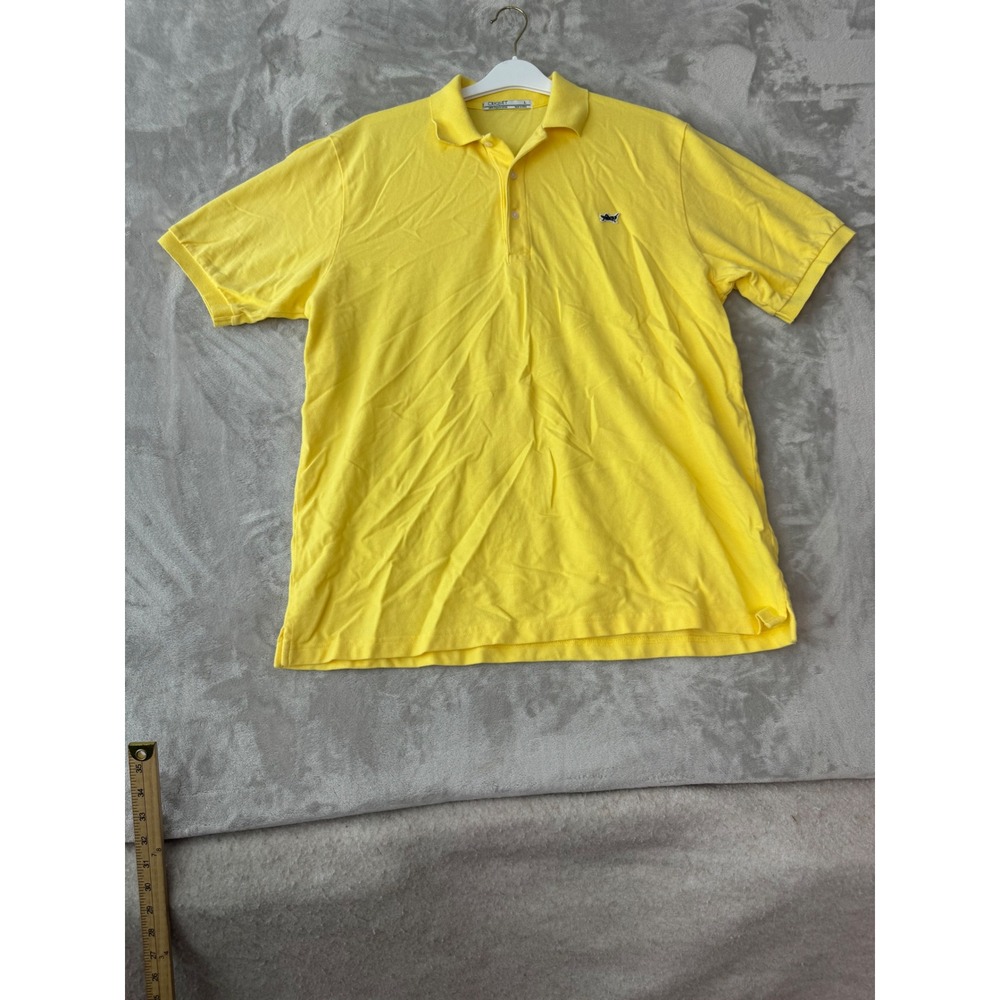 Criquet Mens Yellow Organic Cotton Short Sleeve Polo Shirt Size L Made in USA